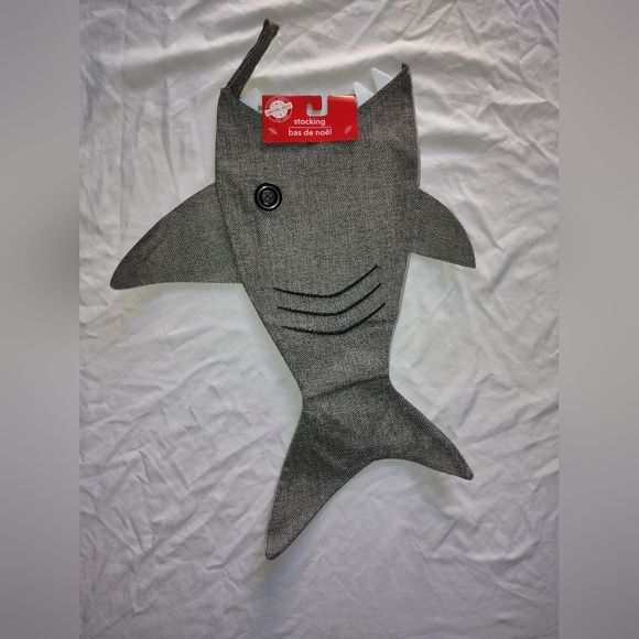 Shark Stocking Gift Novelty Christmas Holiday Festive Coastal Ocean - Picture 1 of 10